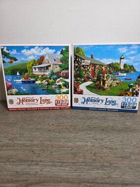 Set of Two (2) Memory Lane Master Pieces 300 Piece Jigsaw Puzzles EZ-Grip Large